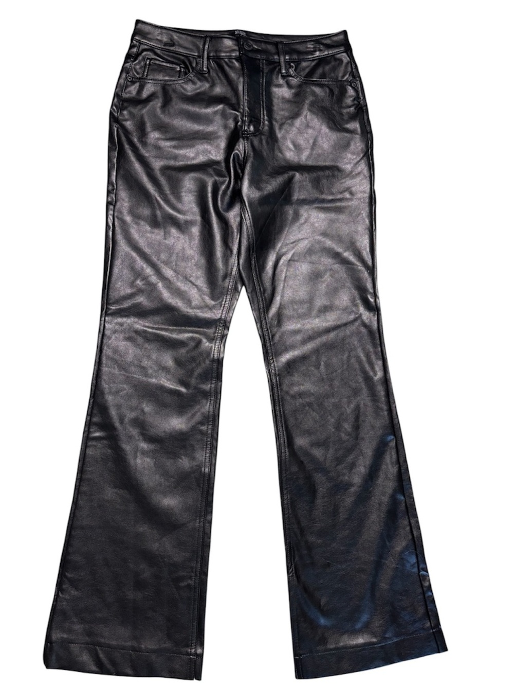 Women's size 10 Stitch Star faux leather bootcut pants with zipper and 5 pockets
